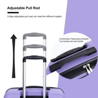 Expandable 3 Piece Luggage Sets Pc Lightweight & Durable Suitcase With Two Hooks, Spinner Wheels, Tsa Lock, 21 25 29 Purple Purple Pc