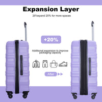 Expandable 3 Piece Luggage Sets Pc Lightweight & Durable Suitcase With Two Hooks, Spinner Wheels, Tsa Lock, 21 25 29 Purple Purple Pc