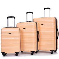 Expandable 3 Piece Luggage Sets Pc Lightweight & Durable Suitcase With Two Hooks, Spinner Wheels, Tsa Lock, 21 25 29 Peach Peach Pc