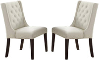 Contemporary White Faux Leather 7Pc Dining Set Solid Wood Dining Table And 6X Side Chair Tufted Wingback Design Dining Room Furniture Espresso Wood Dining Room Rubberwood Rectangular Dining Table With Chair Upholstered Chair Wood Espresso White Seats 6