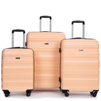 Expandable 3 Piece Luggage Sets Pc Lightweight & Durable Suitcase With Two Hooks, Spinner Wheels, Tsa Lock, 21 25 29 Peach Peach Pc