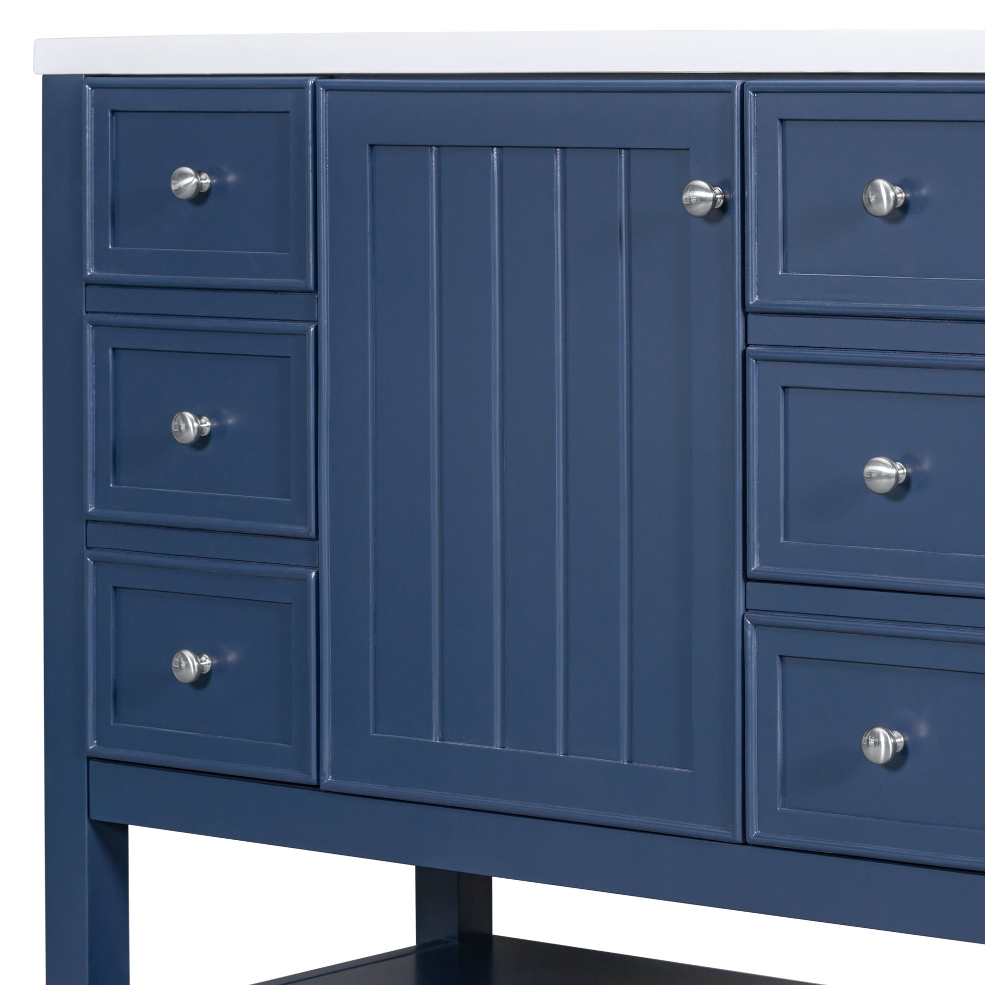 36" Bathroom Vanity With Sink Combo, One Cabinet And Three Drawers, Solid Wood And Mdf Board, Blue Old Sku:Sy999505Aac Blue Solid Wood Mdf