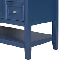 36" Bathroom Vanity With Sink Combo, One Cabinet And Three Drawers, Solid Wood And Mdf Board, Blue Old Sku:Sy999505Aac Blue Solid Wood Mdf