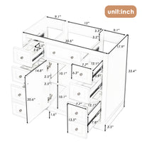 36" Bathroom Vanity Without Sink, Cabinet Base Only, One Cabinet And Six Drawers, Green Green Solid Wood Mdf