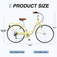 7 Speed, Steel Frame, Multiple Colors 26 Inch Ladies Bicycle Cycling Cream Garden & Outdoor Steel