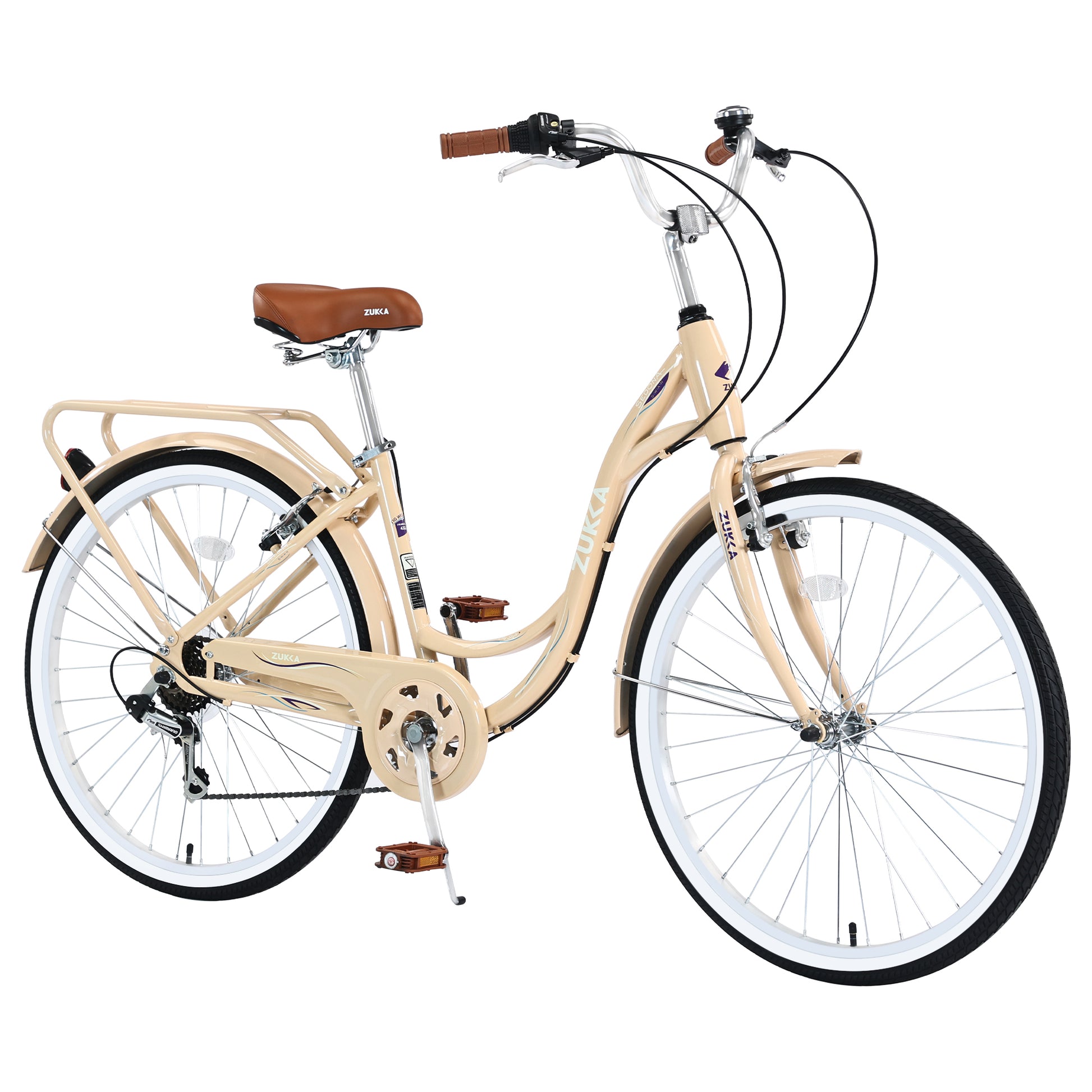 Ladys Bike, 7 Speed, Steel Frame, Multiple Colors Cycling Beige Garden & Outdoor Steel