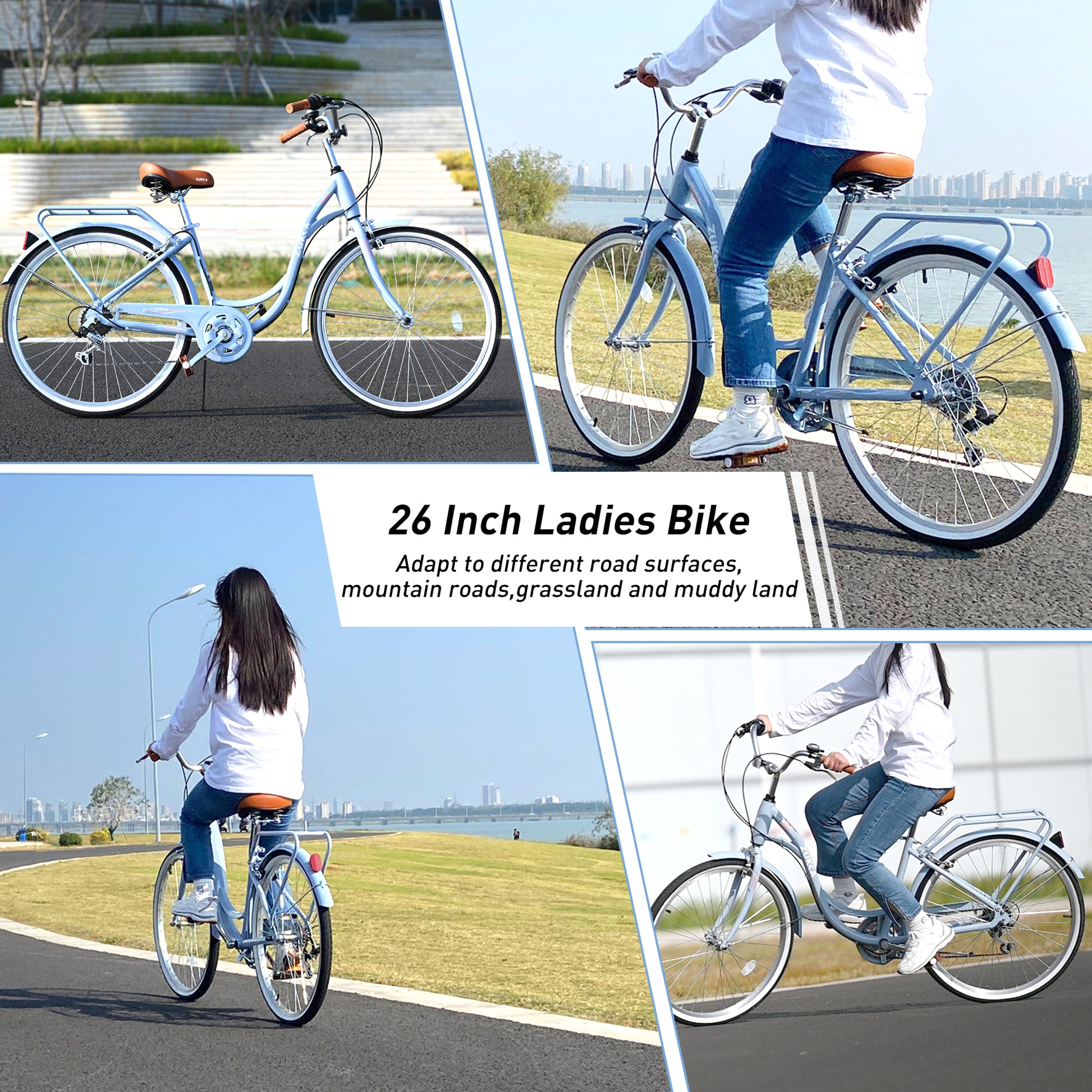 Ladys Bike, 7 Speed, Steel Frame, Multiple Colors Cycling Beige Garden & Outdoor Steel