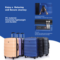 3 Piece Luggage Sets Pc Lightweight & Durable Expandable Suitcase With Two Hooks, Spinner Wheels, Tsa Lock, 21 25 29 Dark Blue Dark Blue Pc