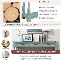 63Inch Long Wood Console Table With 3 Drawers And 1 Bottom Shelf For Entryway Hallway Easy Assembly Extra Thick Sofa Table Retro Blue Retro Blue Distressed Finish Primary Living Space American