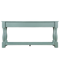 63Inch Long Wood Console Table With 3 Drawers And 1 Bottom Shelf For Entryway Hallway Easy Assembly Extra Thick Sofa Table Retro Blue Retro Blue Distressed Finish Primary Living Space American