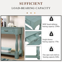 63Inch Long Wood Console Table With 3 Drawers And 1 Bottom Shelf For Entryway Hallway Easy Assembly Extra Thick Sofa Table Retro Blue Retro Blue Distressed Finish Primary Living Space American