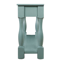 63Inch Long Wood Console Table With 3 Drawers And 1 Bottom Shelf For Entryway Hallway Easy Assembly Extra Thick Sofa Table Retro Blue Retro Blue Distressed Finish Primary Living Space American