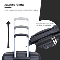 Expandable 3 Piece Luggage Sets Pc Lightweight & Durable Suitcase With Two Hooks, Spinner Wheels, Tsa Lock, 21 25 29 Black Black Pc