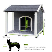 Wooden Dog House, Waterproof Dog Cage, Windproof And Warm Dog Kennel, Dog Crates For Medium Dogs Pets Animals Easy To Assemble Gray Solid Wood