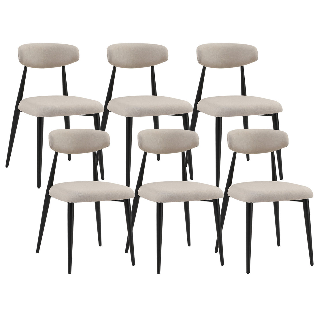 Set Of 6 Dining Chairsupholstered Chairs With Metal Legs For Kitchen Dining Room,Light Grey Light Grey Foam Metal