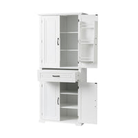 Bathroom Storage Cabinet With Doors And Drawer, Multiple Storage Space, Adjustable Shelf, White White Mdf