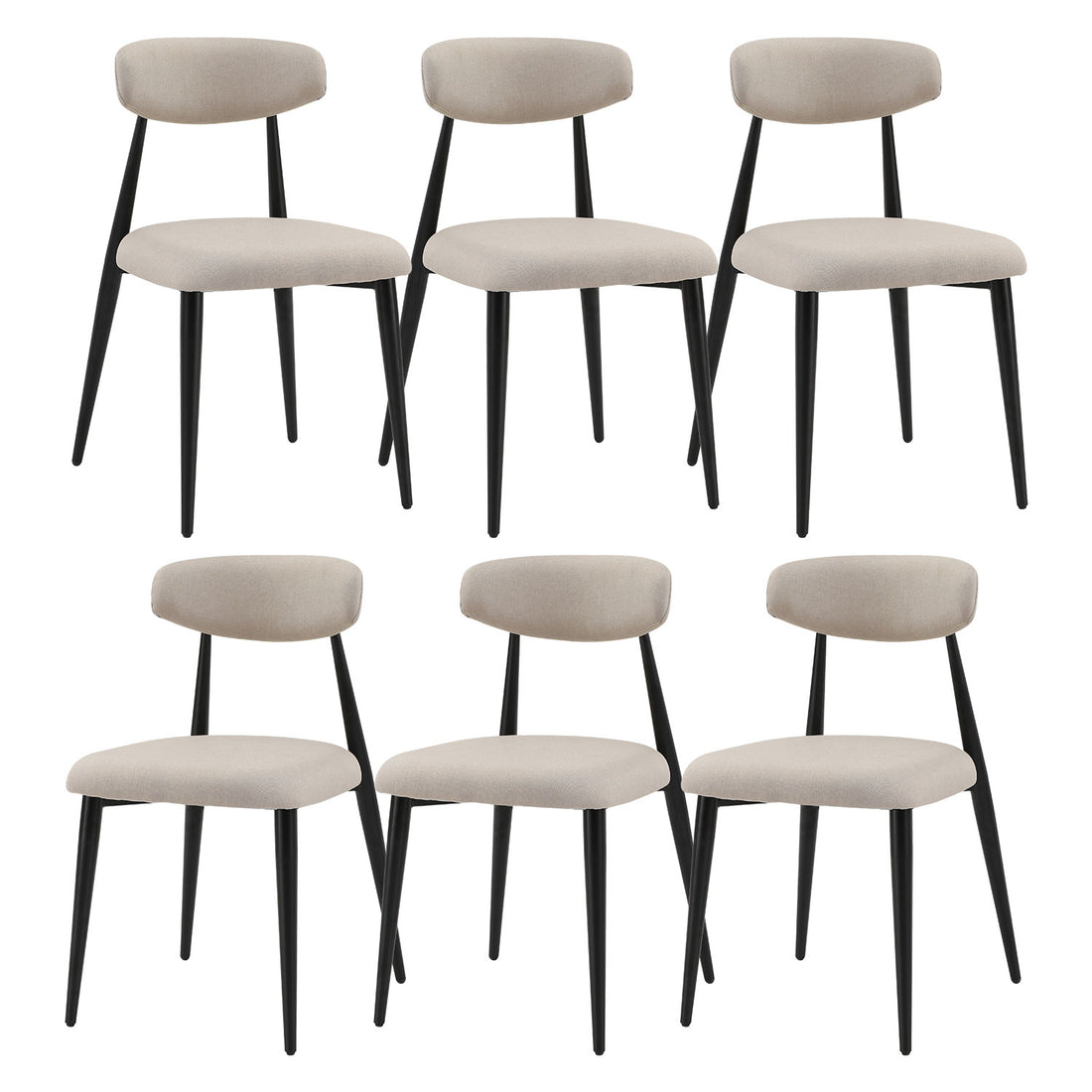 Set Of 6 Dining Chairsupholstered Chairs With Metal Legs For Kitchen Dining Room,Light Grey Light Grey Foam Metal