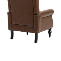 Coolmore Wood Frame Armchair, Modern Accent Chair Lounge Chair With Sturdy Wood Legs For Living Room Bedroom Brown Pu Brown Pu Foam Pu Leather