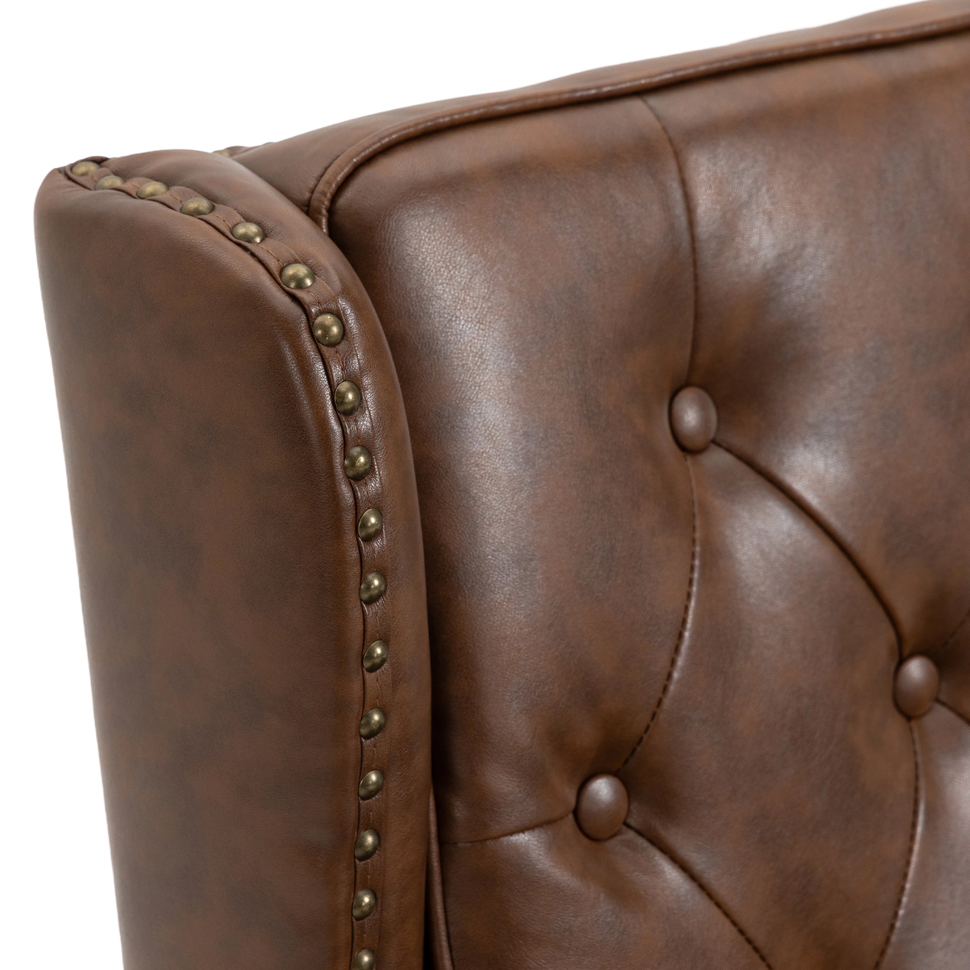 Coolmore Wood Frame Armchair, Modern Accent Chair Lounge Chair With Sturdy Wood Legs For Living Room Bedroom Brown Pu Brown Pu Foam Pu Leather