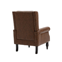 Coolmore Wood Frame Armchair, Modern Accent Chair Lounge Chair With Sturdy Wood Legs For Living Room Bedroom Brown Pu Brown Pu Foam Pu Leather
