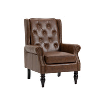 Coolmore Wood Frame Armchair, Modern Accent Chair Lounge Chair With Sturdy Wood Legs For Living Room Bedroom Brown Pu Brown Pu Foam Pu Leather