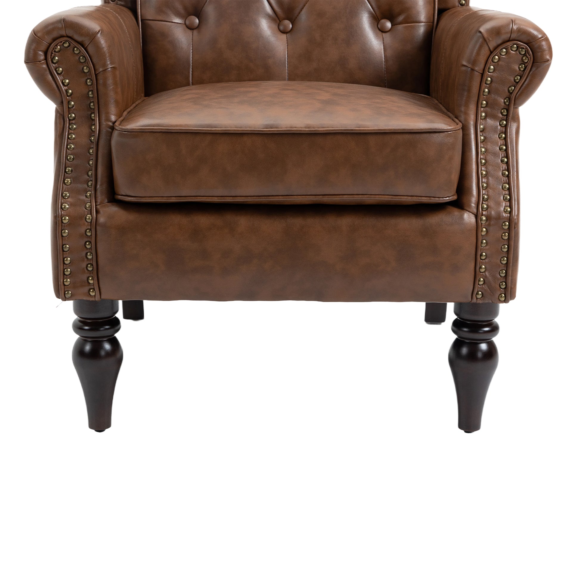 Coolmore Wood Frame Armchair, Modern Accent Chair Lounge Chair With Sturdy Wood Legs For Living Room Bedroom Brown Pu Brown Pu Foam Pu Leather