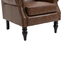 Coolmore Wood Frame Armchair, Modern Accent Chair Lounge Chair With Sturdy Wood Legs For Living Room Bedroom Brown Pu Brown Pu Foam Pu Leather