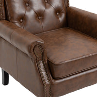 Coolmore Wood Frame Armchair, Modern Accent Chair Lounge Chair With Sturdy Wood Legs For Living Room Bedroom Brown Pu Brown Pu Foam Pu Leather