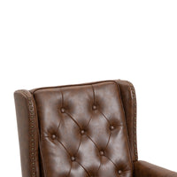 Coolmore Wood Frame Armchair, Modern Accent Chair Lounge Chair With Sturdy Wood Legs For Living Room Bedroom Brown Pu Brown Pu Foam Pu Leather