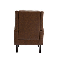 Coolmore Wood Frame Armchair, Modern Accent Chair Lounge Chair With Sturdy Wood Legs For Living Room Bedroom Brown Pu Brown Pu Foam Pu Leather