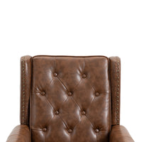 Coolmore Wood Frame Armchair, Modern Accent Chair Lounge Chair With Sturdy Wood Legs For Living Room Bedroom Brown Pu Brown Pu Foam Pu Leather