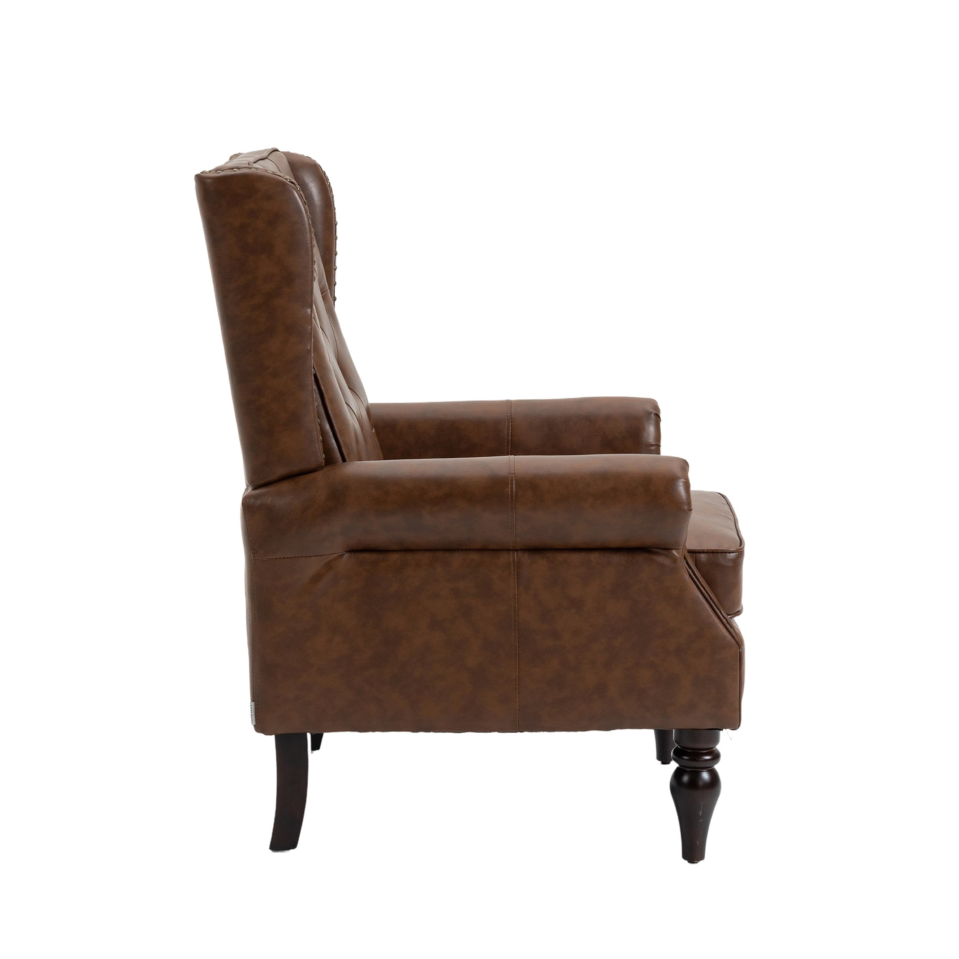 Coolmore Wood Frame Armchair, Modern Accent Chair Lounge Chair With Sturdy Wood Legs For Living Room Bedroom Brown Pu Brown Pu Foam Pu Leather