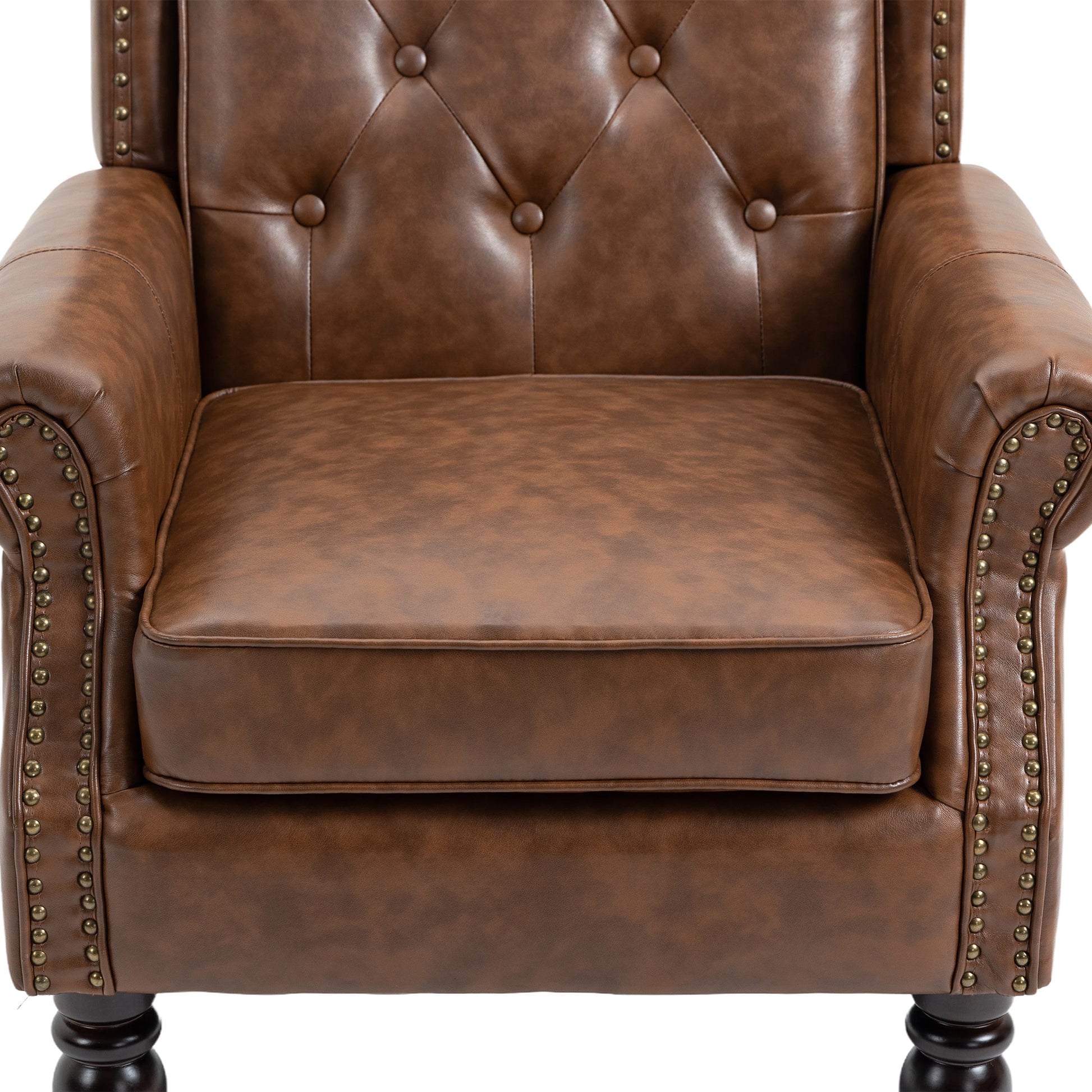 Coolmore Wood Frame Armchair, Modern Accent Chair Lounge Chair With Sturdy Wood Legs For Living Room Bedroom Brown Pu Brown Pu Foam Pu Leather