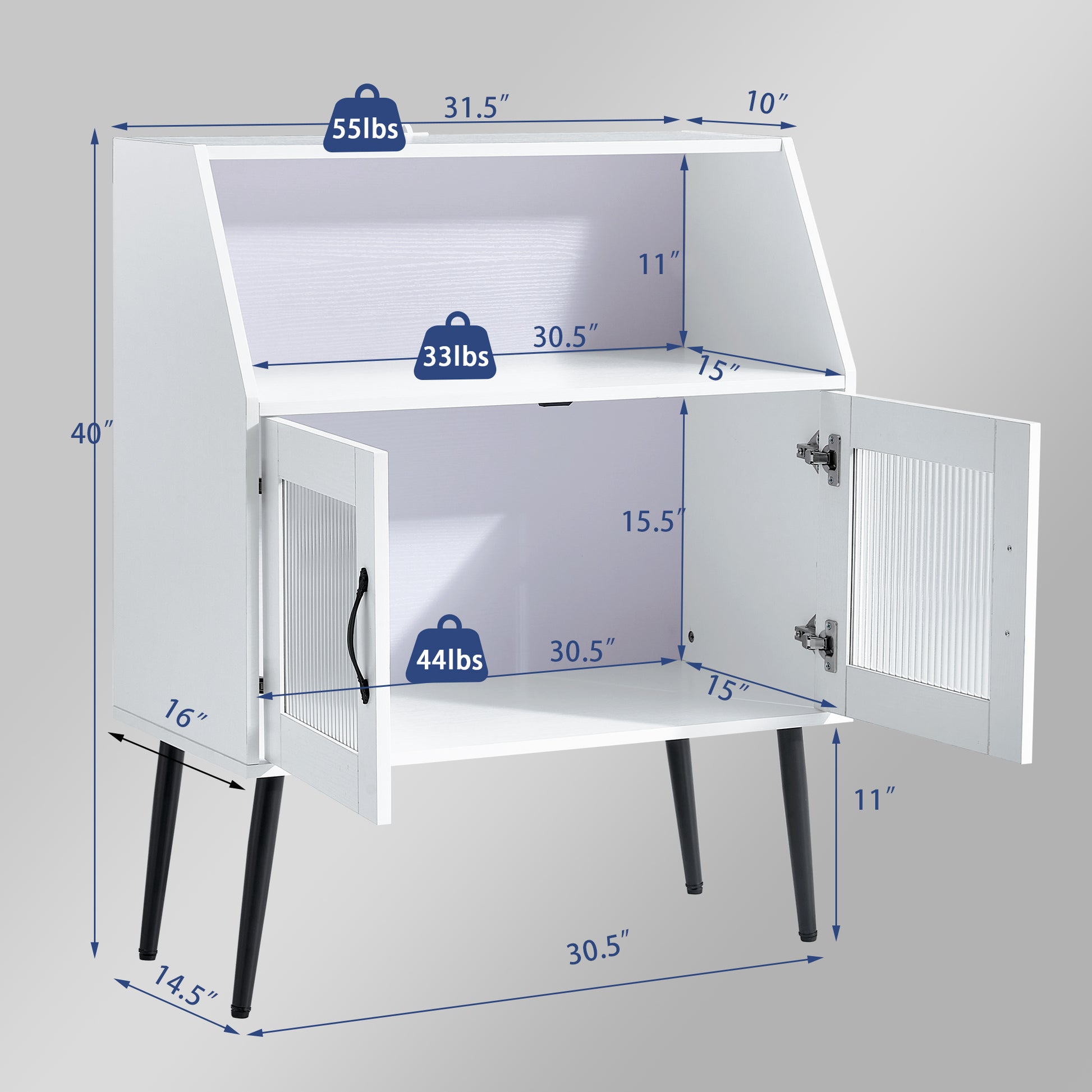 Sideboard, Bufft Cabinet, Side Dining Table, Glass Door, 1Pc Per Ctn Cream White Mdf Glass