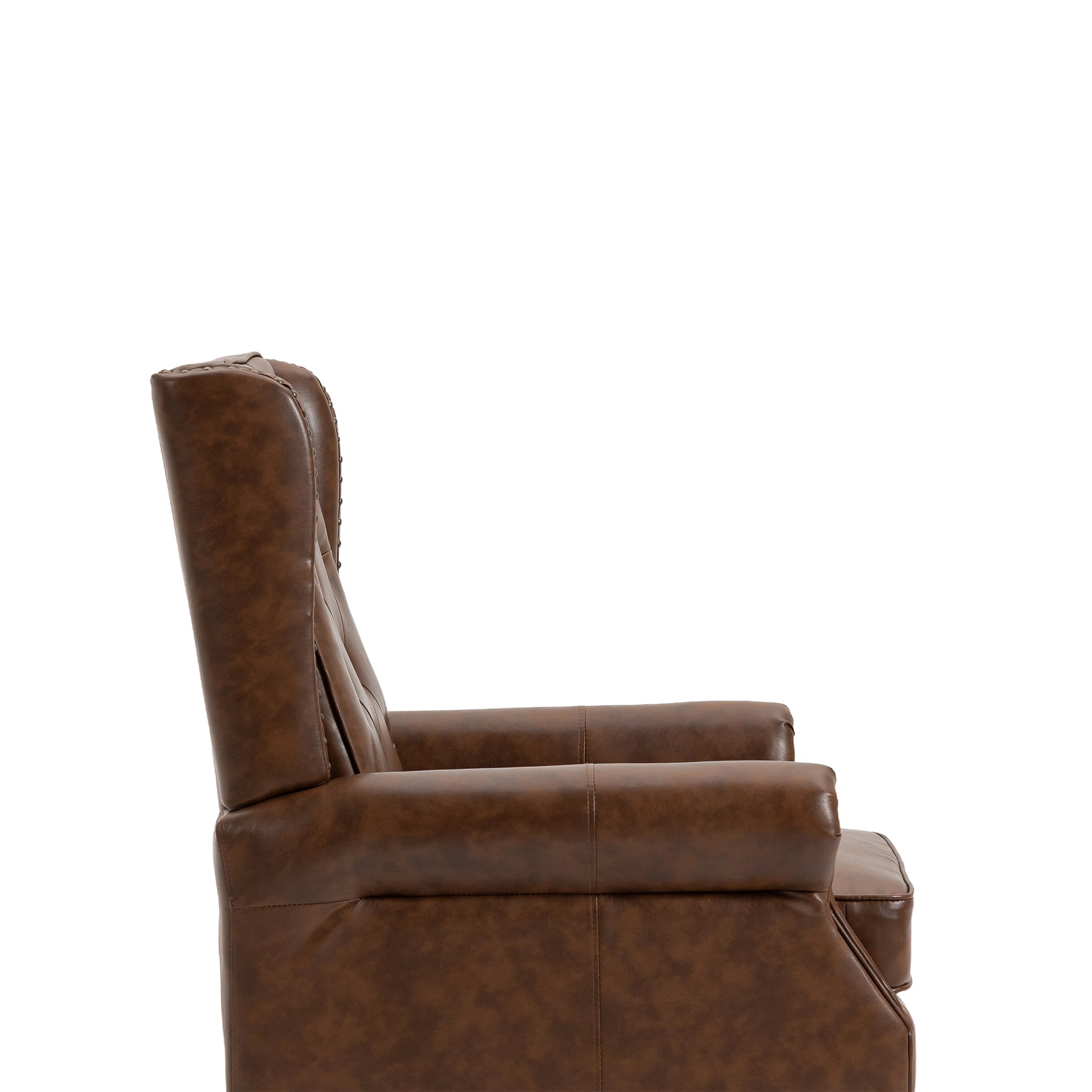 Coolmore Wood Frame Armchair, Modern Accent Chair Lounge Chair With Sturdy Wood Legs For Living Room Bedroom Brown Pu Brown Pu Foam Pu Leather