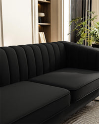 Fx P81Pu Bk Sofa 84.65Inch Fashionable Sofa For Livingroom And Office Room 3S Sofa Temu Suitable Black Pu 2 Seat