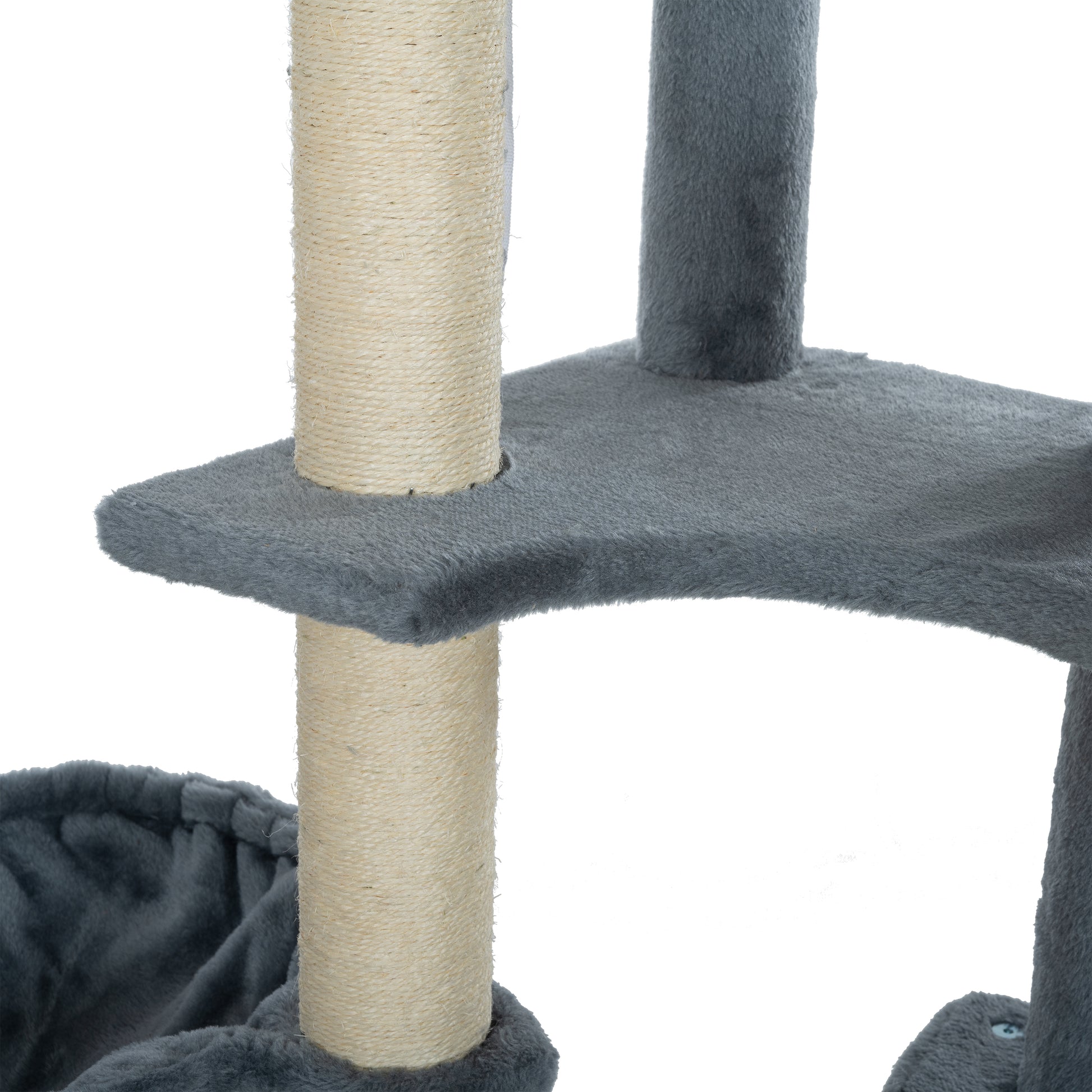 Cat Tree, 105 Inch Cat Tower For Indoor Cats, Plush Multi Level Cat Condo With 3 Perches, 2 Caves, Cozy Basket And Scratching Board, Gray Color Antique Gray Mdf