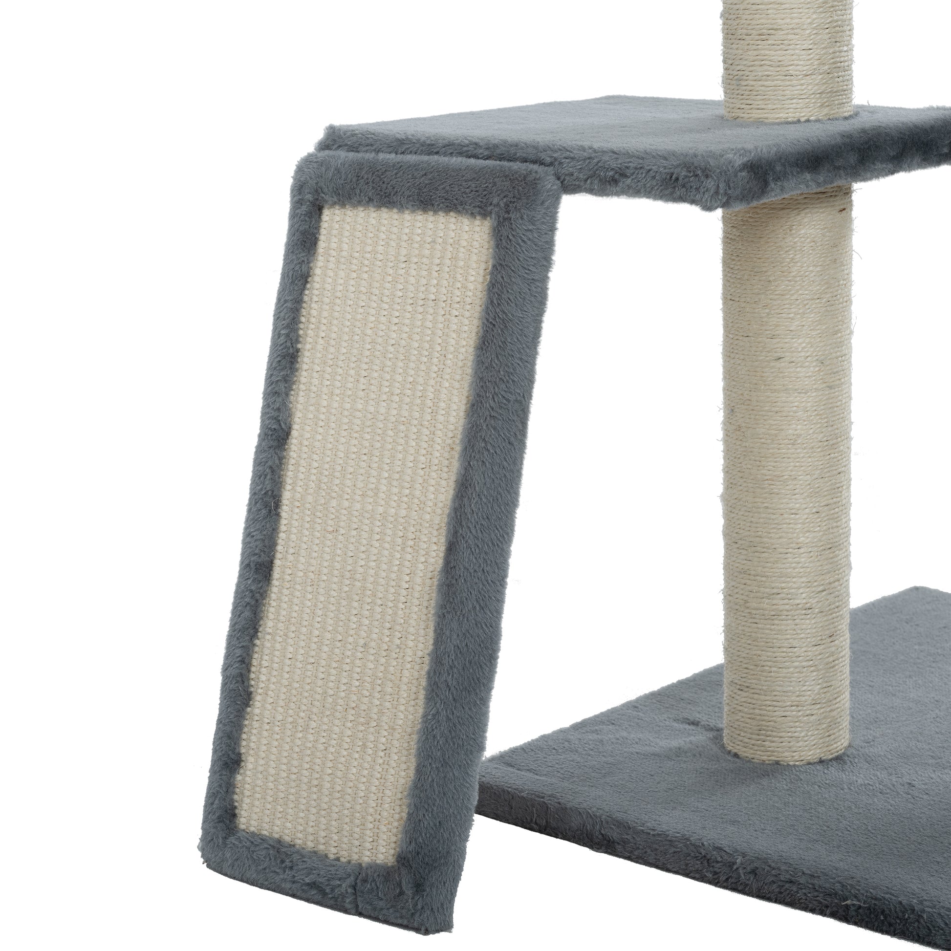 Cat Tree, 105 Inch Cat Tower For Indoor Cats, Plush Multi Level Cat Condo With 3 Perches, 2 Caves, Cozy Basket And Scratching Board, Gray Color Antique Gray Mdf