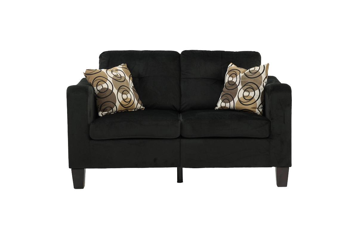 Living Room Furniture 2Pc Sofa Set Black Polyfiber Sofa And Loveseat W Pillows Cushion Couch Black Primary Living Space Cushion Back Contemporary,Modern Rubberwood Square Arms Particle Board 4 Seat