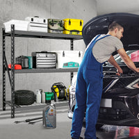 Garage Shelving Heavy Duty 72"H*77"W Garage Storage Shelves 6000Lbs Heavy Duty Shelving Adjustable 3 Tier Metal Shelving For Garage Storage Shelving Industrial Shelving Storage Rack, Black Black Iron