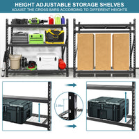 Garage Shelving Heavy Duty 72"H*77"W Garage Storage Shelves 6000Lbs Heavy Duty Shelving Adjustable 3 Tier Metal Shelving For Garage Storage Shelving Industrial Shelving Storage Rack, Black Black Iron