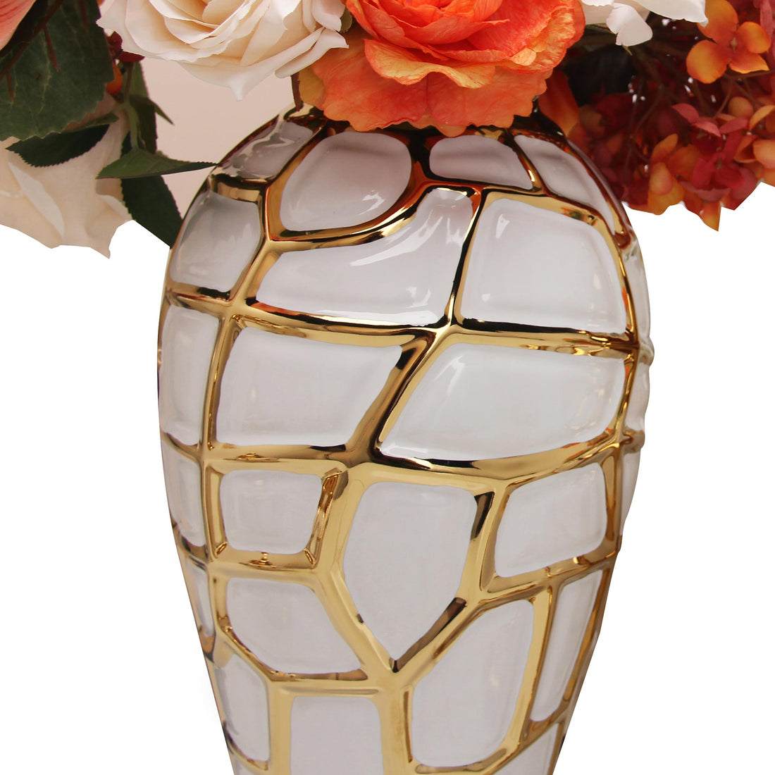 Regal White And Gold Ceramic Decorative Ginger Jar White Ceramic