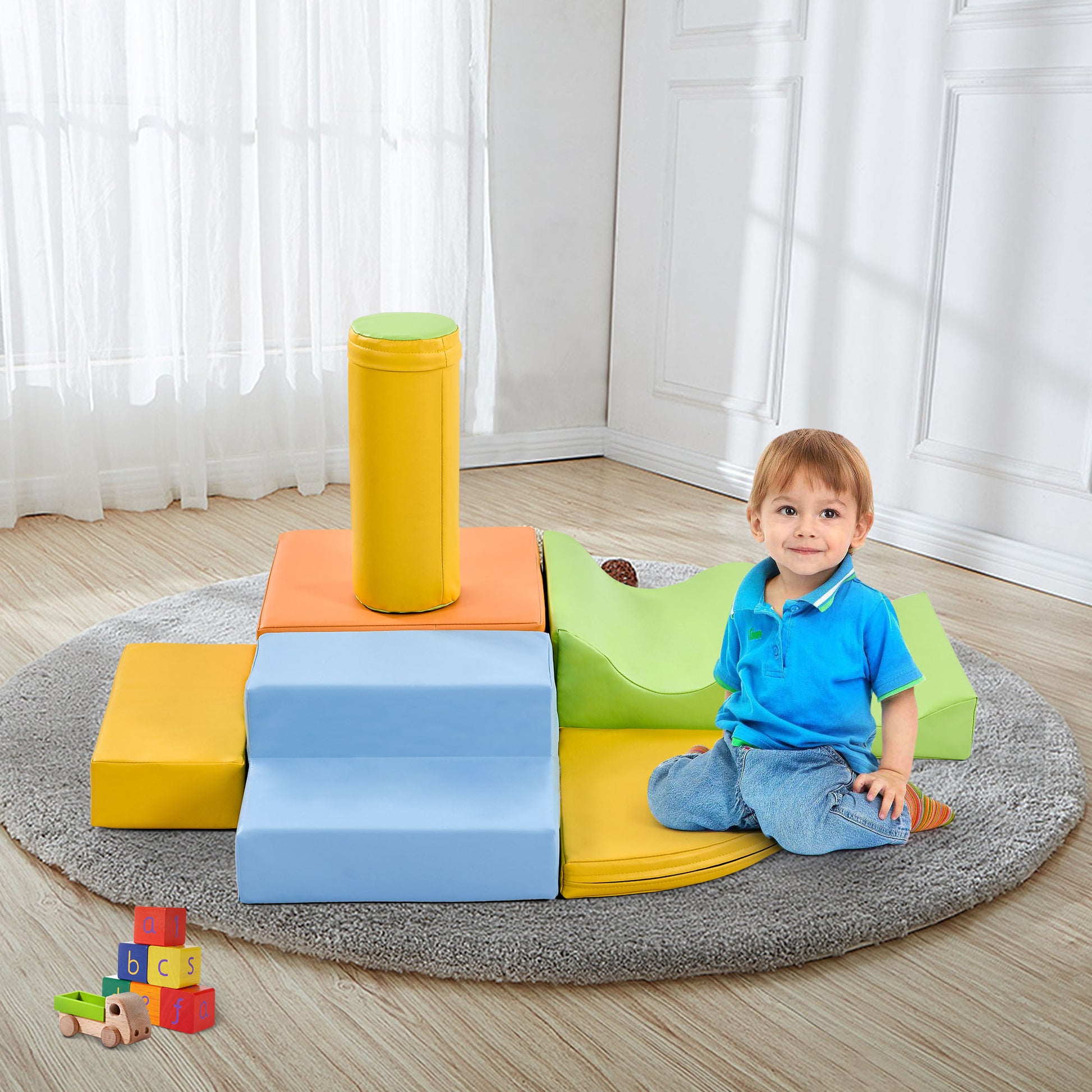 Soft Climb And Crawl Foam Playset 6 In 1, Soft Play Equipment Climb And Crawl Playground For Kids,Kids Crawling And Climbing Indoor Active Play Structure Colorful Foam