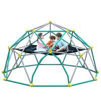 13Ft Geometric Dome Climber Play Center, Kids Climbing Dome Tower With Hammock, Rust & Uv Resistant Steel Supporting 1000 Lbs Green Metal