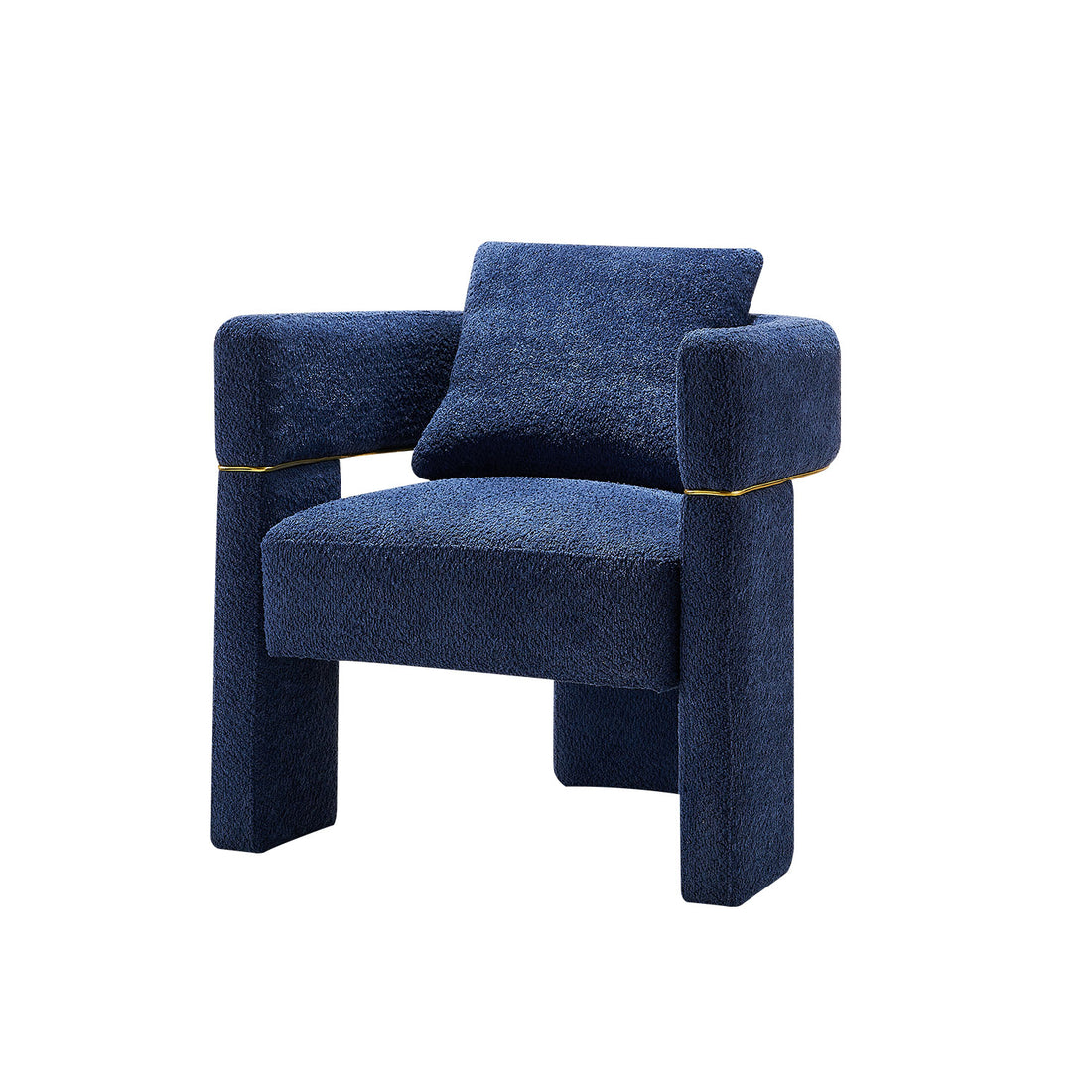 30.51" Wide Boucle Upholstered Accent Chair Navy Primary Living Space Modern Fiber Foam And Polyester Fiber Pad Boucle