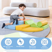 Soft Climb And Crawl Foam Playset 6 In 1, Soft Play Equipment Climb And Crawl Playground For Kids,Kids Crawling And Climbing Indoor Active Play Structure Colorful Foam