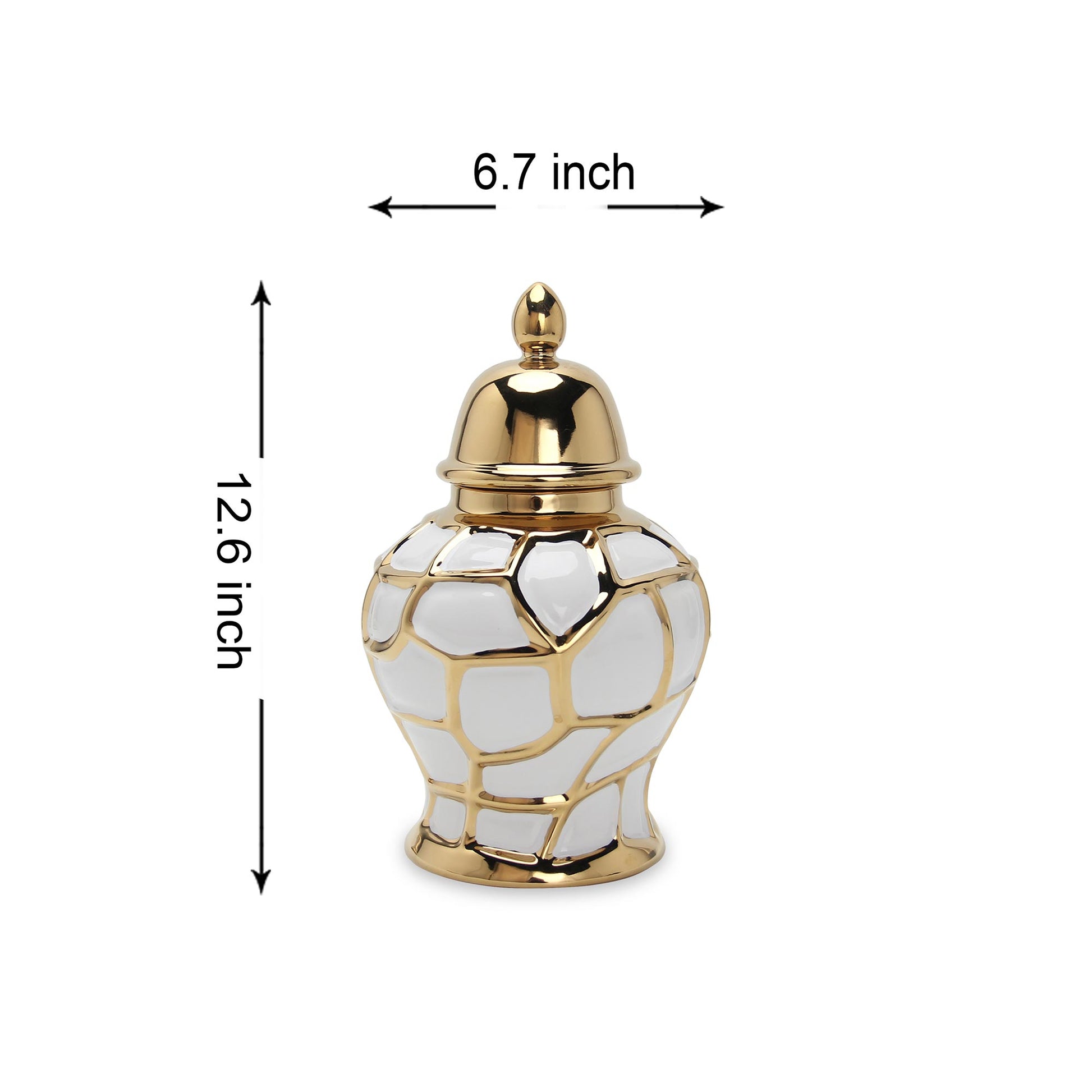 Regal White And Gold Ceramic Decorative Ginger Jar White Ceramic