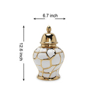 Regal White And Gold Ceramic Decorative Ginger Jar White Ceramic