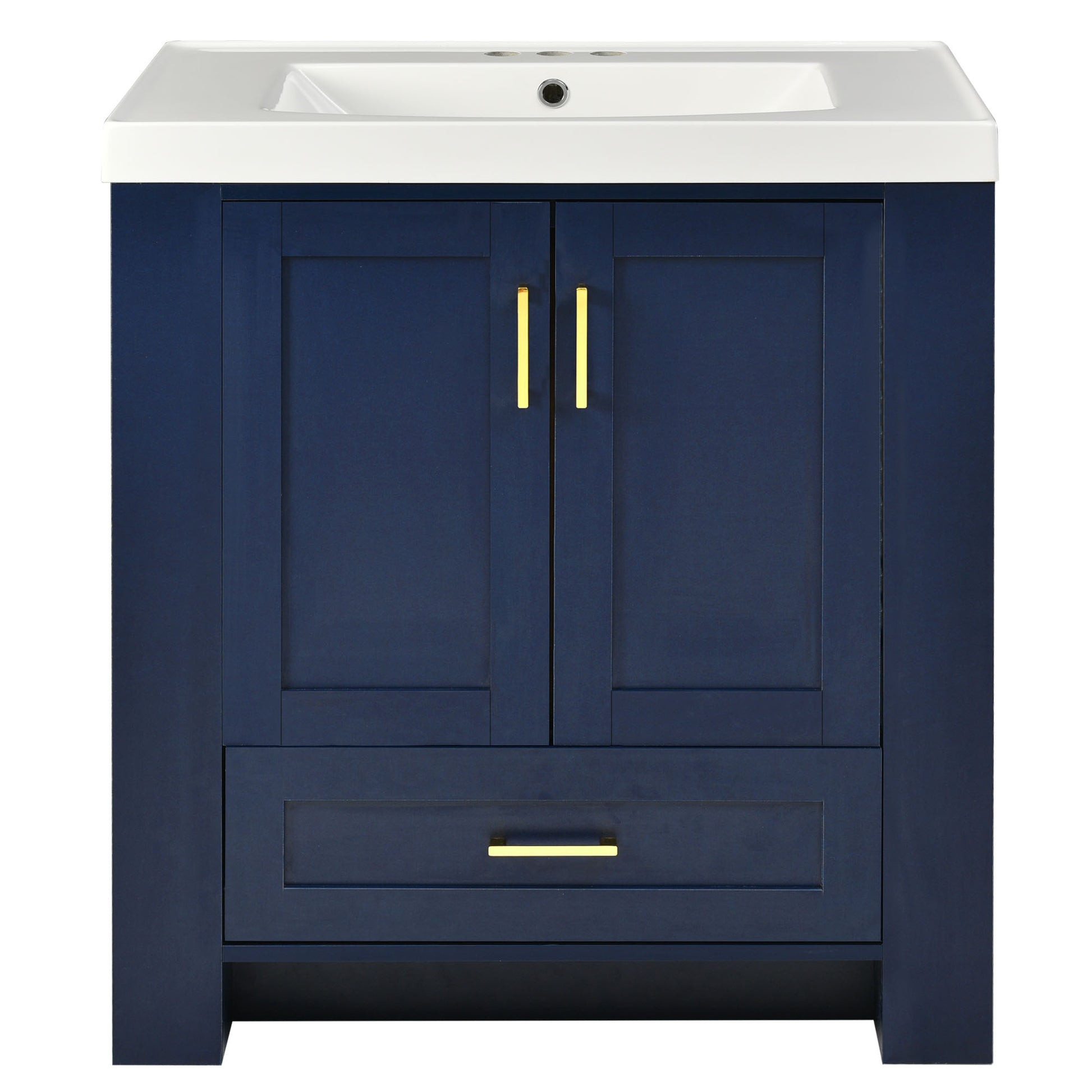 30'' Bathroom Vanity With Seperate Basin Sink, Modern Bathroom Storage Cabinet With Double Sided Storage Shelf, Freestanding Bathroom Vanity Cabinet With Single Sink 1 Blue 2 3 24 To 31 In Soft Close Doors Bathroom Freestanding Modern Mdf Painted