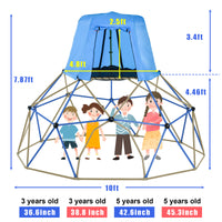 Kids Climbing Dome With Canopy And Playmat 10 Ft Jungle Gym Geometric Playground Dome Climber Play Center, Rust & Uv Resistant Steel Supporting 1000 Lbs Blue Metal Outdoor
